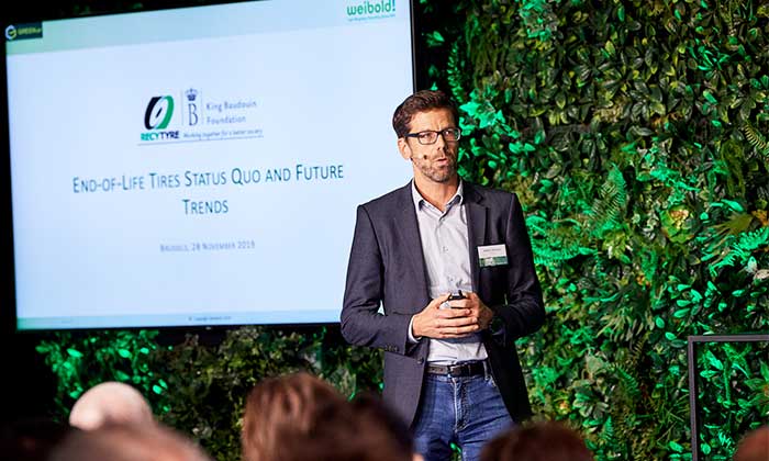 Robert Weibold speaks at RubberCon about opportunities for end-of-life tires in France, February 11-12