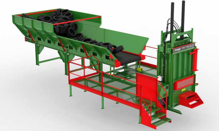 Gradeall’s Tyre Baler Conveyor helps improve tire collectors’ workflow
