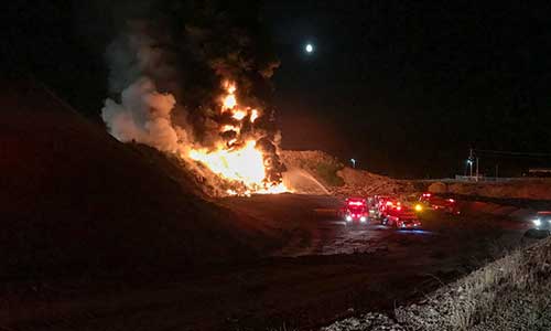 End-of-life tire recycling plant in Montana set on fire